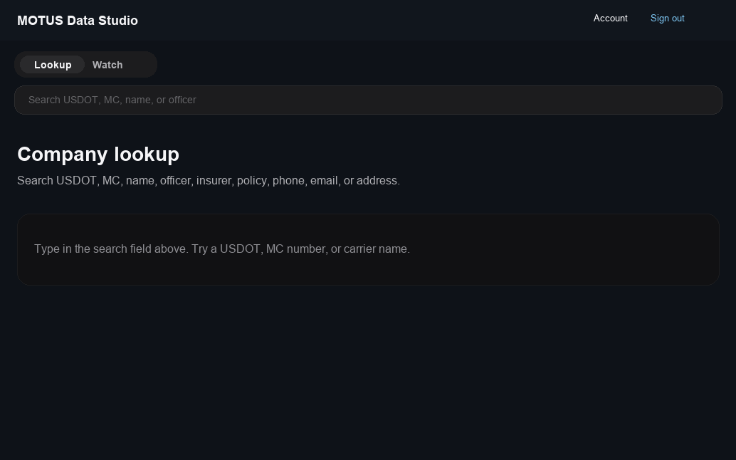 MOTUS Data Studio lookup